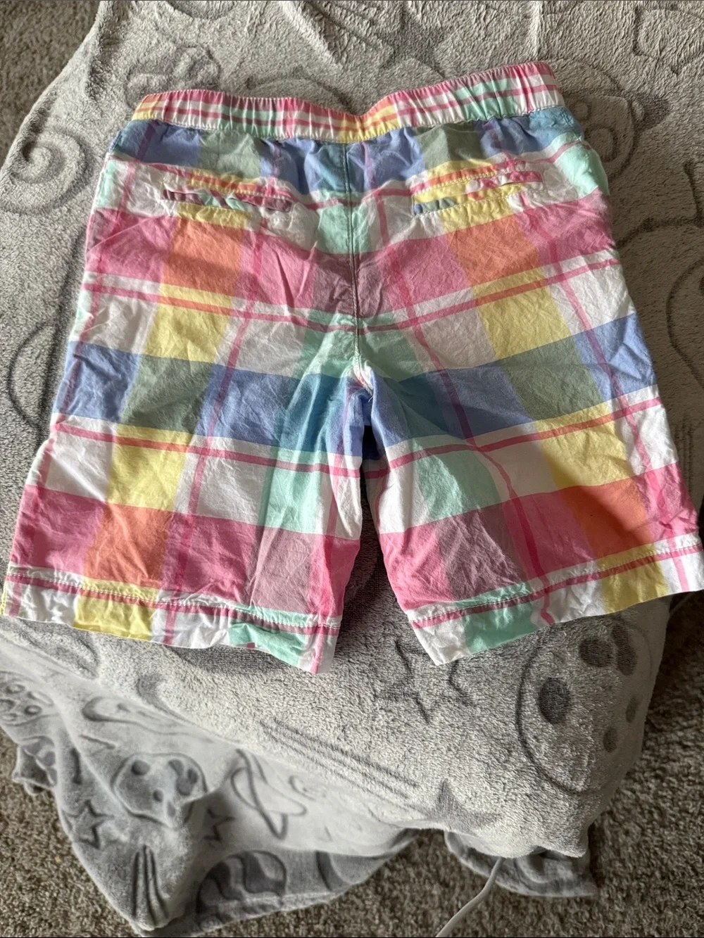 Pastel Plaid Cotton Shorts - Multicolor